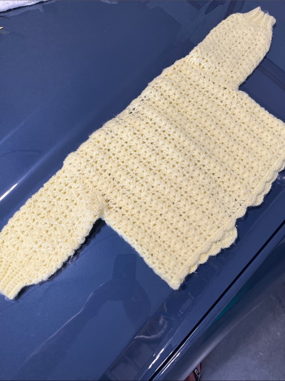 Vintage 1980 Handmade Yellow Crochet Cardigan Sweater - Picture 2 of 2
